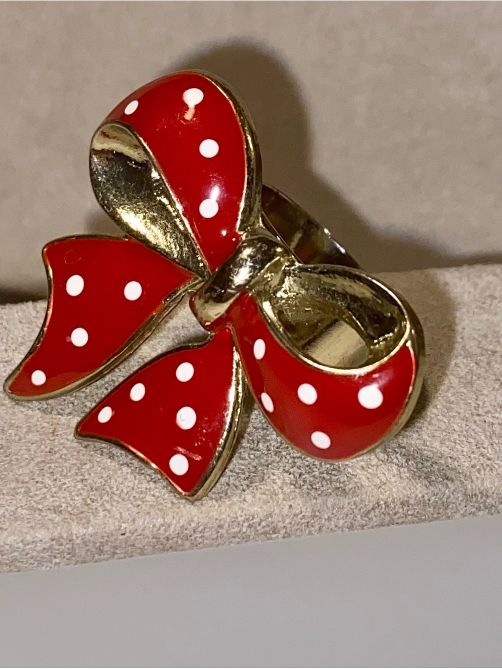 Red Polka Dot Bow Ring